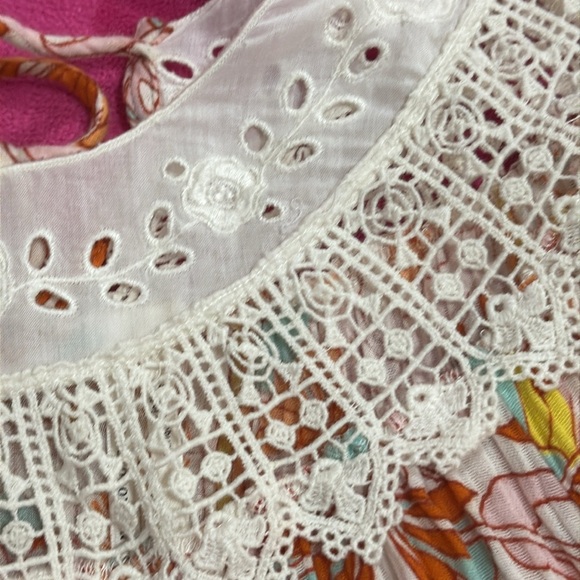 (R3) Anthropologie Florence Floral midi dress Lace collar and embroidered lace - Picture 12 of 14